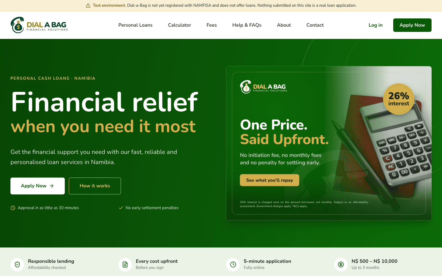 Dial‑a‑Bag Financial Solutions website preview